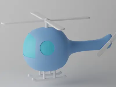 Cartoon Cute Helicopter Low-poly 3D model