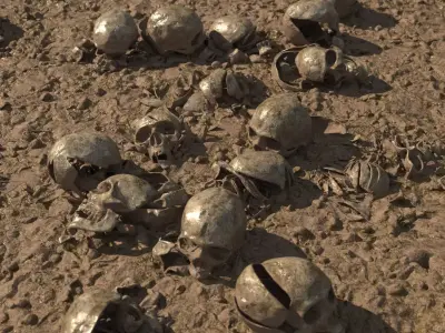 Modular 3D Ground with broken skulls LOW POLY VERSION 3D model