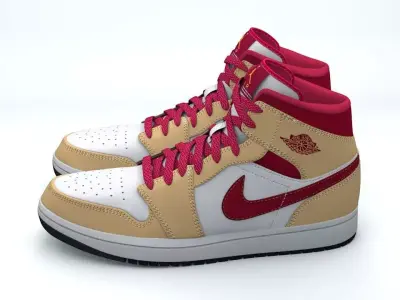 Jordan 1 Mid Low-poly 3D model