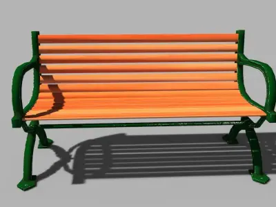 Park bench Free low-poly 3D model 6