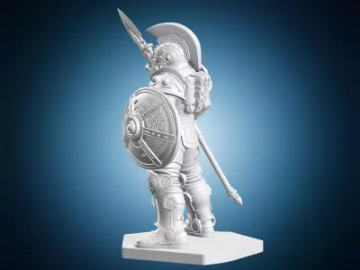 Steampunk Space Legion Heavy Mech Soldier with Spear and Shield 3D print model