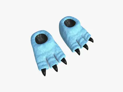 Slippers G03 Blue Dino Paw - Costume Character Design Low-poly 3D model