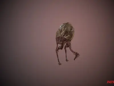 Ostrich Dinosaur Velociraptor Monster 4 Low-poly 3D model