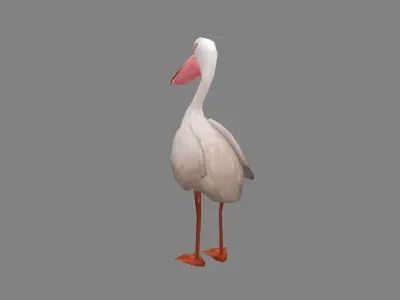 Cartoon pelican Low-poly 3D model