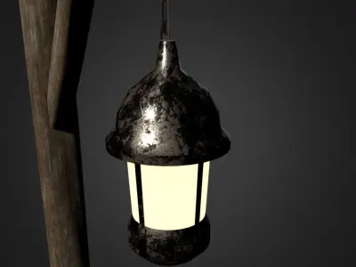 Medieval street light 2 Low-poly 3D model