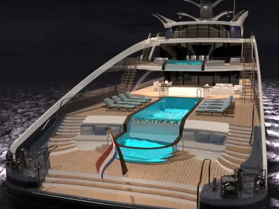 MaxiMax Superyacht Night Scene 3D model