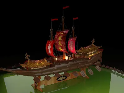 Chinese junk ship 3D model