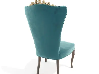 Dining set teal velvet chair Free 3D model