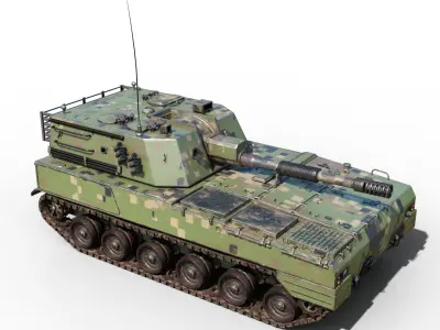 PBR PLA PLZ-07 Self-propelled howitzer  Low-poly 3D model