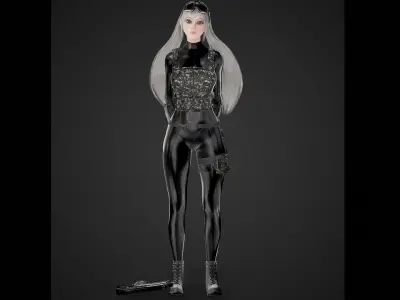 Military Girl Low-poly 3D model