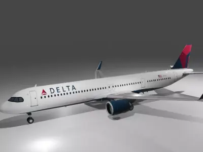 Delta airlines airbus a321neo 3d model Low-poly 3D model