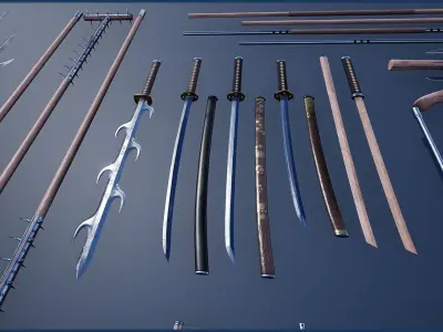 Japanese Weapon Collection 2 Low-poly 3D model
