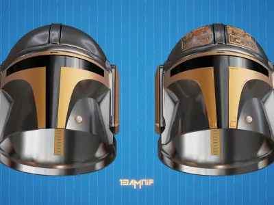 Detailed Mandalorian Helmet 3D print model