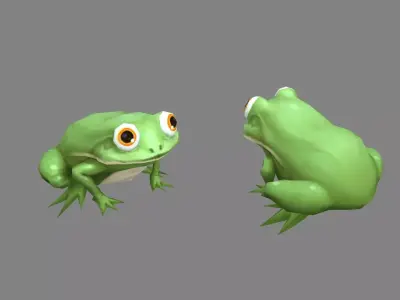 Cartoon field frog Low-poly 3D model