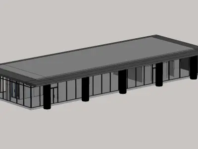 Contemporary glass office pavilion 3D model
