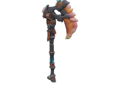 game asset a scifi axe crystal style texture rugged fortnite 3D model purchase