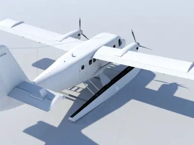 DHC-6 Twin Otter Floats Static Low Poly  Low-poly 3D model
