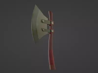 WOOD AND LEATHER AX Low-poly 3D model