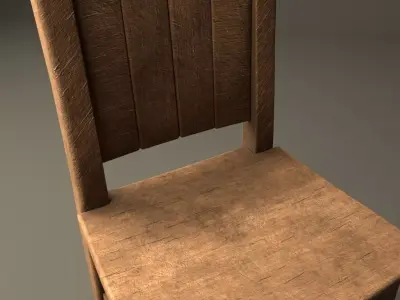 Low Poly Wooden Chair Game Ready PBR Furniture Low-poly 3D model
