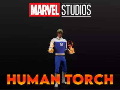 The Human Torch Low-poly 3D model