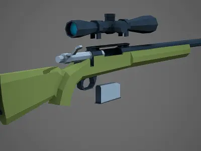 Stylized M24 Sniper Rifle Low Poly Mobile Ready Low-poly 3D model
