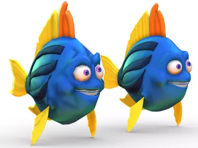 Hi-Poly Subdivision 3D Model Fish Low-poly 3D model