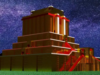 Golden Ziggurat Low-poly 3D model