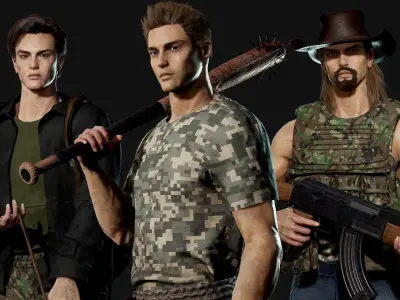 Survival Man - Game Ready Low-poly 3D model