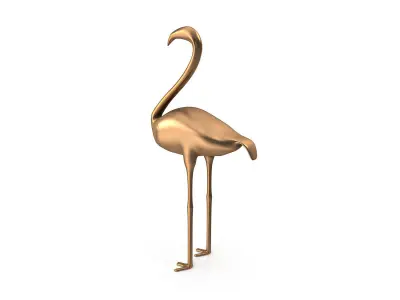 Flamingo PBR golden Low-poly 3D model