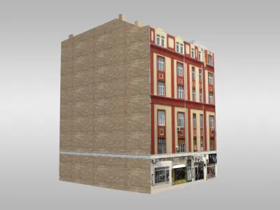 Classical Corner Building Low-poly 3D model