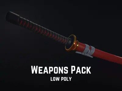Samurai Weapons Pack Low-poly 3D model