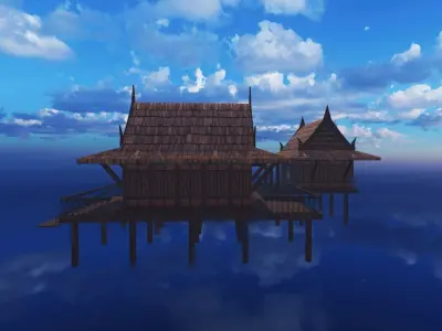 Thai traditional house 01 Low-poly 3D model