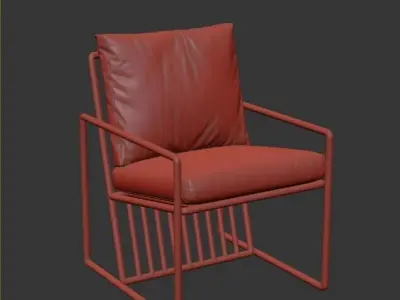 Metalic velvet lounge armchair 3D model