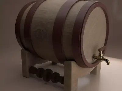 barril wooden barrel Free 3D model