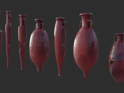 Amphora - Red Oiled Painted Terracotta Low-poly 3D model