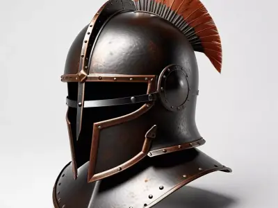 Rusty Iron Helm with Plume 3D model