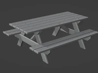 Picnic Table Realistic Low-poly 3D model
