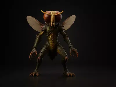 Mutant Fly Monster Figurine Insectoid Creature 3D print model