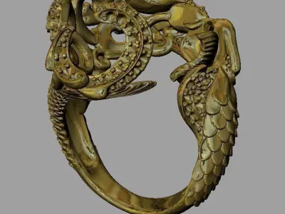 Fashion Women Mermaid Ring Free 3D print model