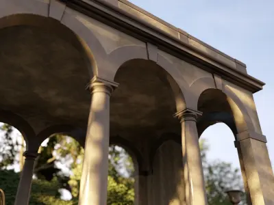 Exteriors swimming pool with classical Tuscan columns pergola 3D model