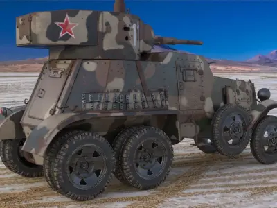 BA 6 Armored Car Camouflage Vray 3D model