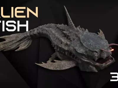 Alien Monster Fish Low-poly 3D model