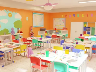 CHIDRENS CLASSROOM LOW POLY SCENE Low-poly 3D model