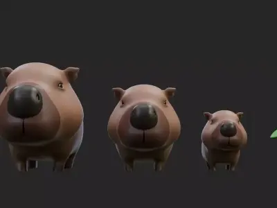 Cute Capybara Free low-poly 3D model