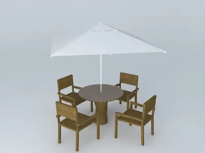 Table with chairs and ombrelone Free 3D model