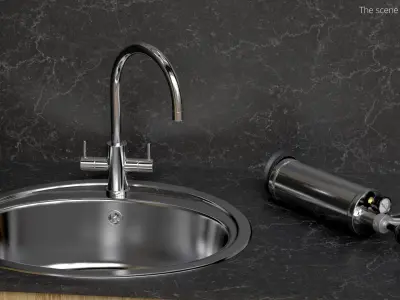 Hydraulic Drain Pump in Sink Chrome 3D model