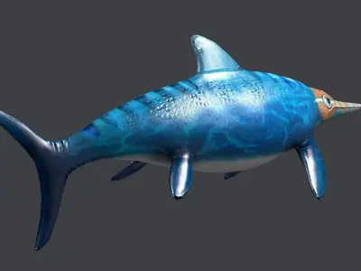 Ichthyosaur ichthyosaurus giant lizard fish marine dinosaur 3D model