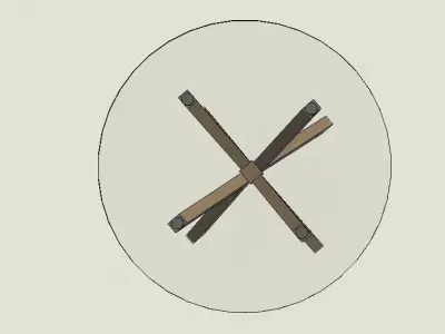 Glass Round Dining Table Walnut Legs 3D model