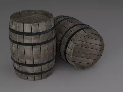 Wooden Barrel Free low-poly 3D model