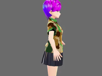 ASUNA  in another clothes from military Low-poly 3D model